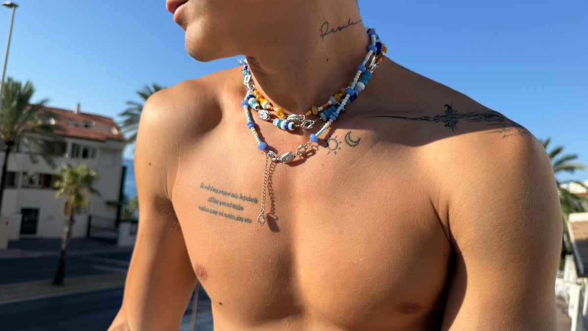 Collares con cuentas de vidrio y dijes de plata de ley 925 de ORAM Studio