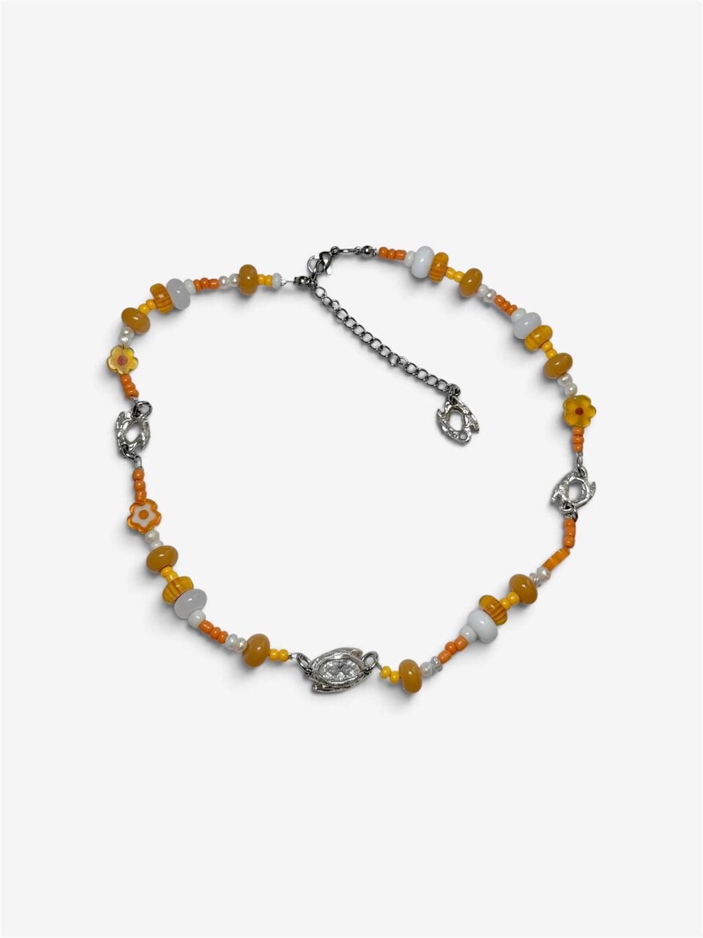 Autumn Bead Necklace, collar con cuentas de vidrio y dije de plata de ley 925