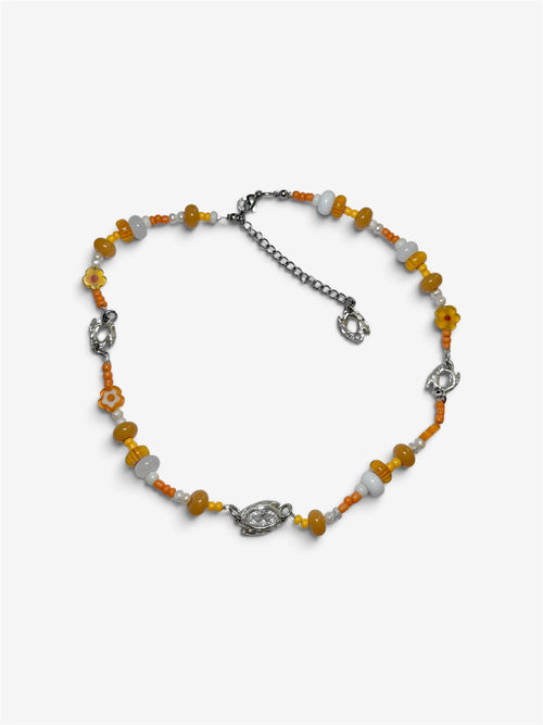 Autumn Bead Necklace, collar con cuentas de vidrio y dije de plata de ley 925