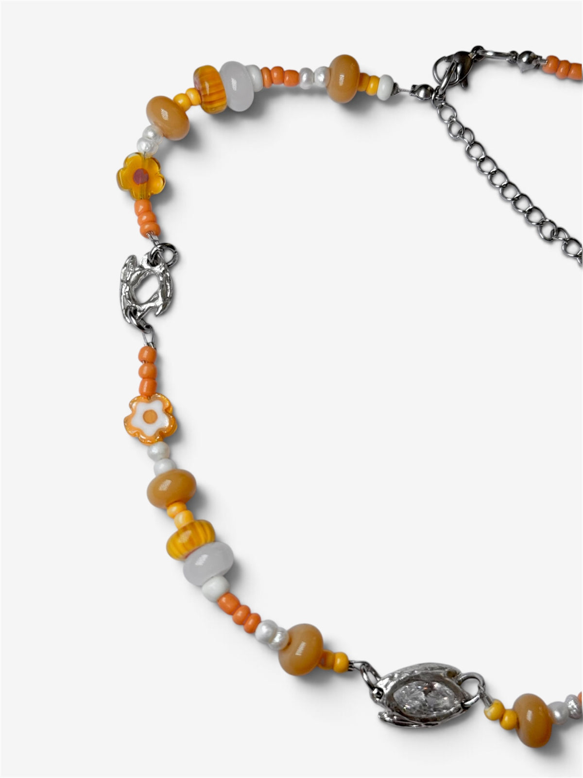 Autumn Bead Necklace, collar con cuentas de vidrio y dije de plata de ley 925
