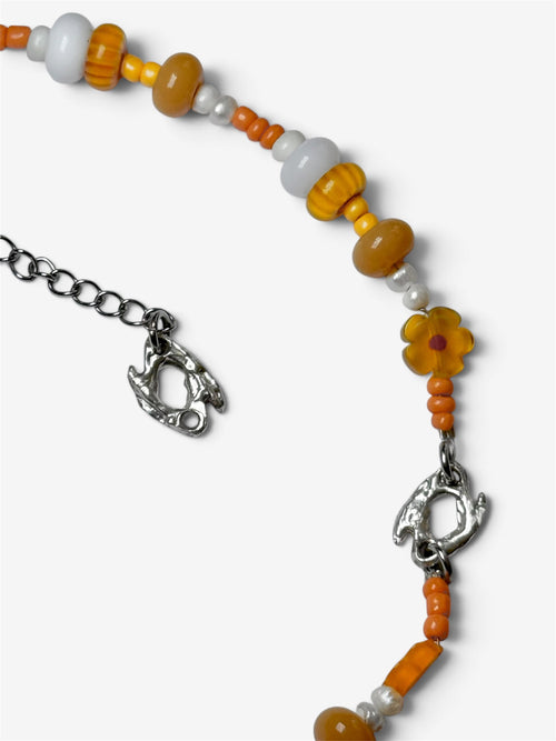 Autumn Bead Necklace, collar con cuentas de vidrio y dije de plata de ley 925