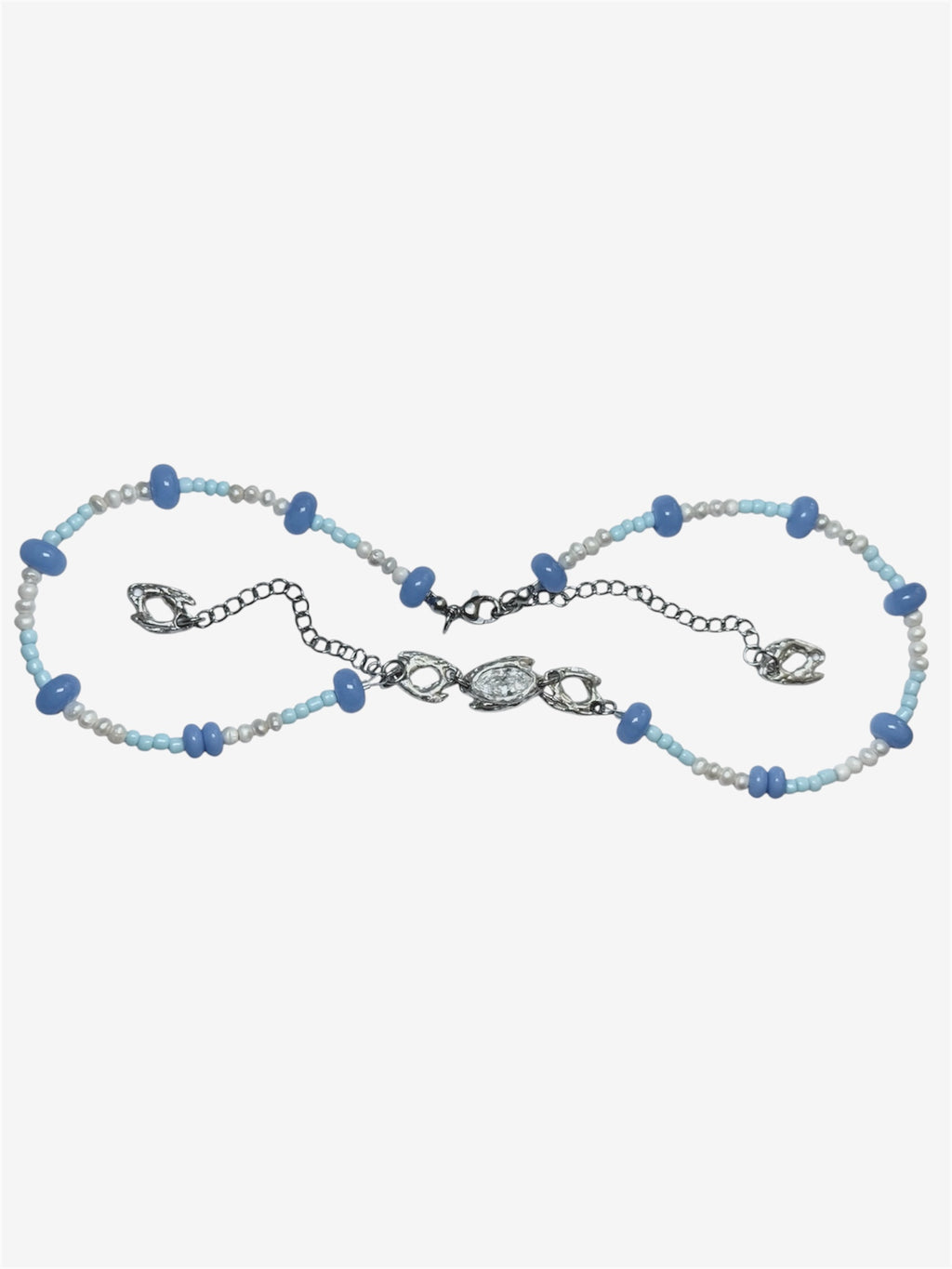 Sky Bead Necklace, collar con cuentas de vidrio y dije de plata de ley 925