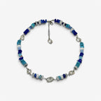 Sea Bead Necklace, collar con cuentas de vidrio y dije de plata de ley 925