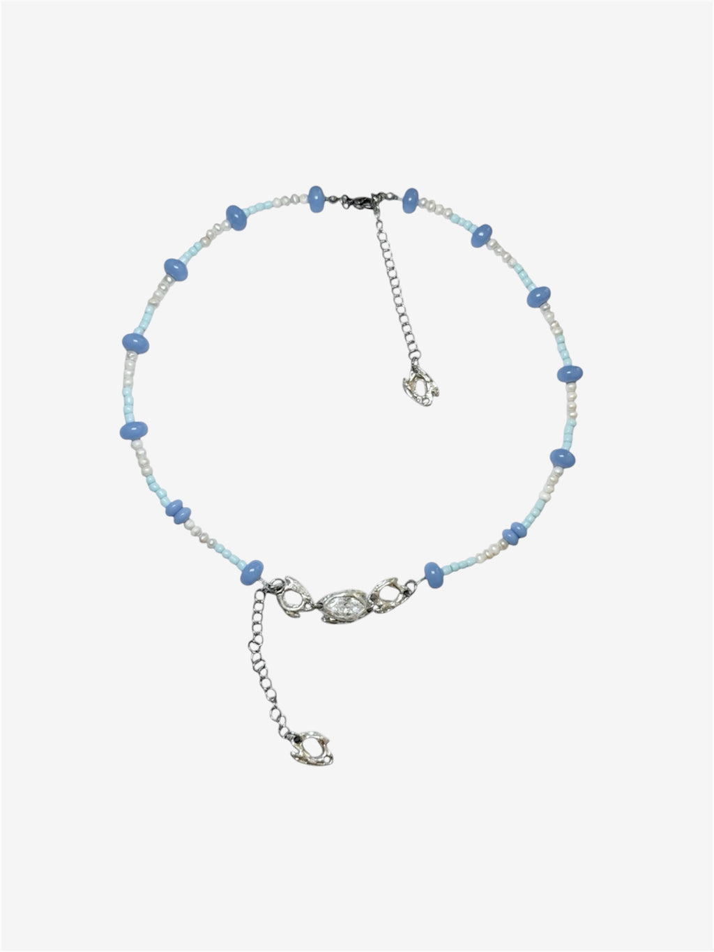 Sky Bead Necklace, collar con cuentas de vidrio y dije de plata de ley 925