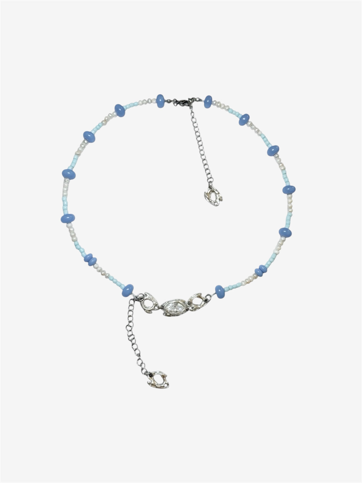 Sky Bead Necklace, collar con cuentas de vidrio y dije de plata de ley 925
